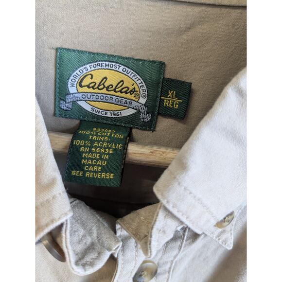 Cabela's Men's Shirt Classic Left-Hand Shooting Khaki & Blaze Orange Size XL Reg - Picture 2 of 10